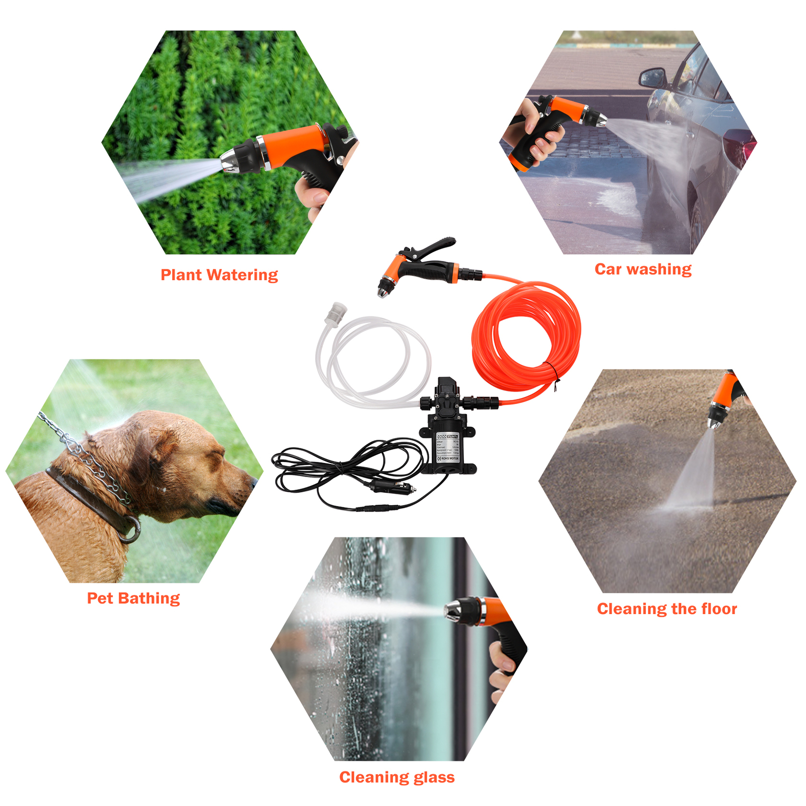 12V 160PSI Washdown Wash Pump Kit Electric DIY Car Washer Cleaner Sprayer Tool