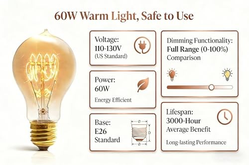 Edison Light Bulb 40W，2 Pack A19 Old Fashioned Vintage Incandescent 40 Watts 2p