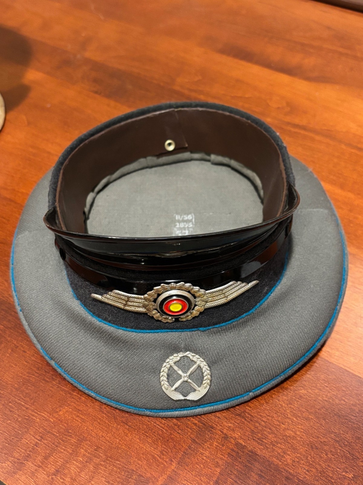 EAST GERMAN LUFTWAFFE Q2 1956 AIR FORCE DDR NCO VISOR HAT CAP SUPER RARE!