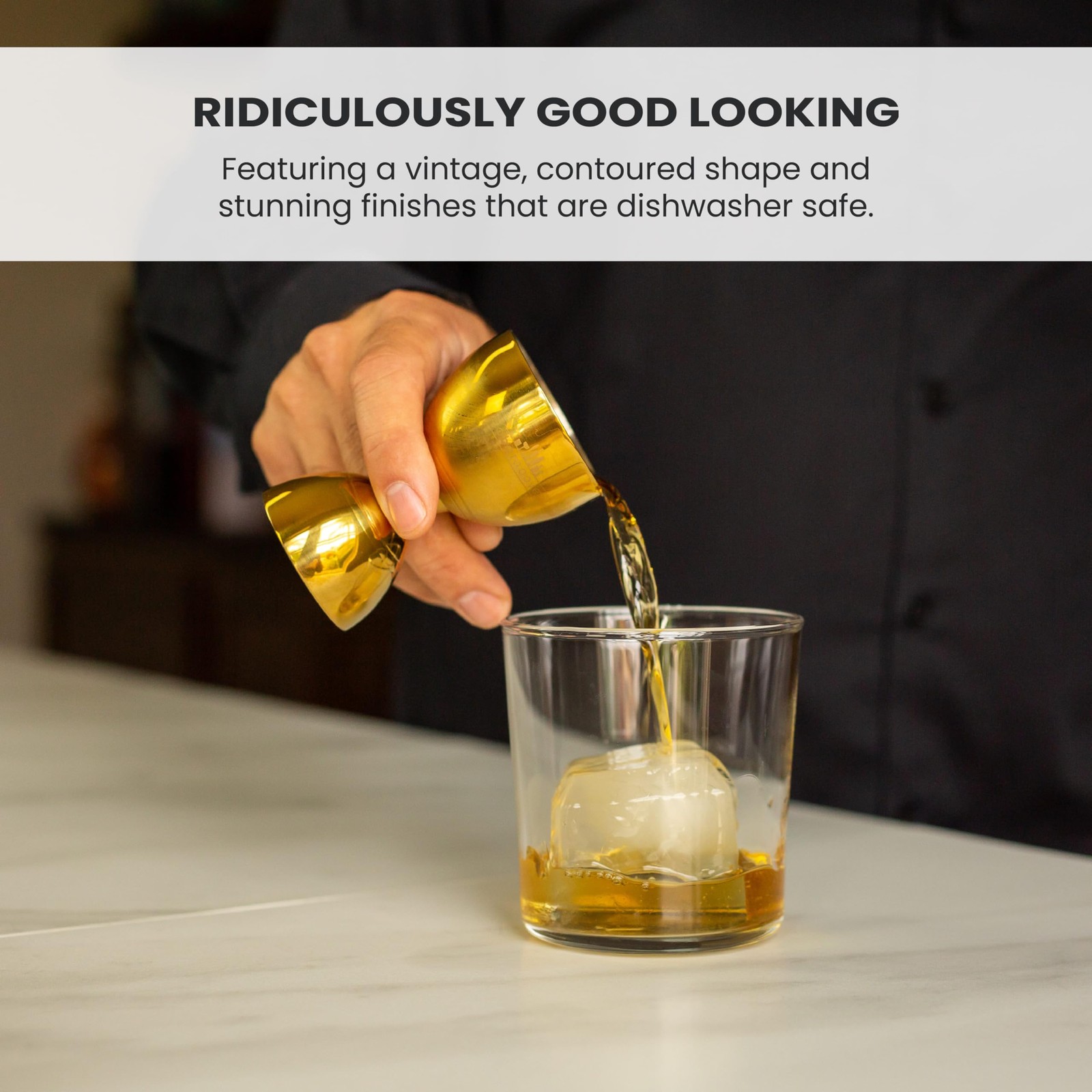 A Bar Above Premium Bell Jigger, 304 Stainless Steel Double 1 Pack, Silver