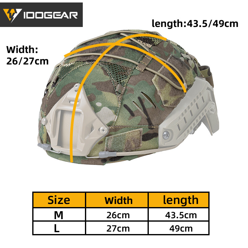 IDOGEAR Tactical Helmet Cover For FAST Helmet NVG Battery Pouch Laser Cut Camo