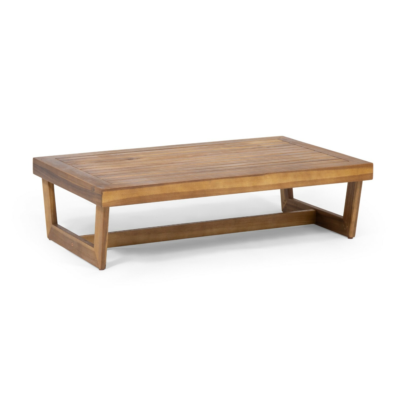 Outdoor Acacia Wood Slat Top Coffee Table