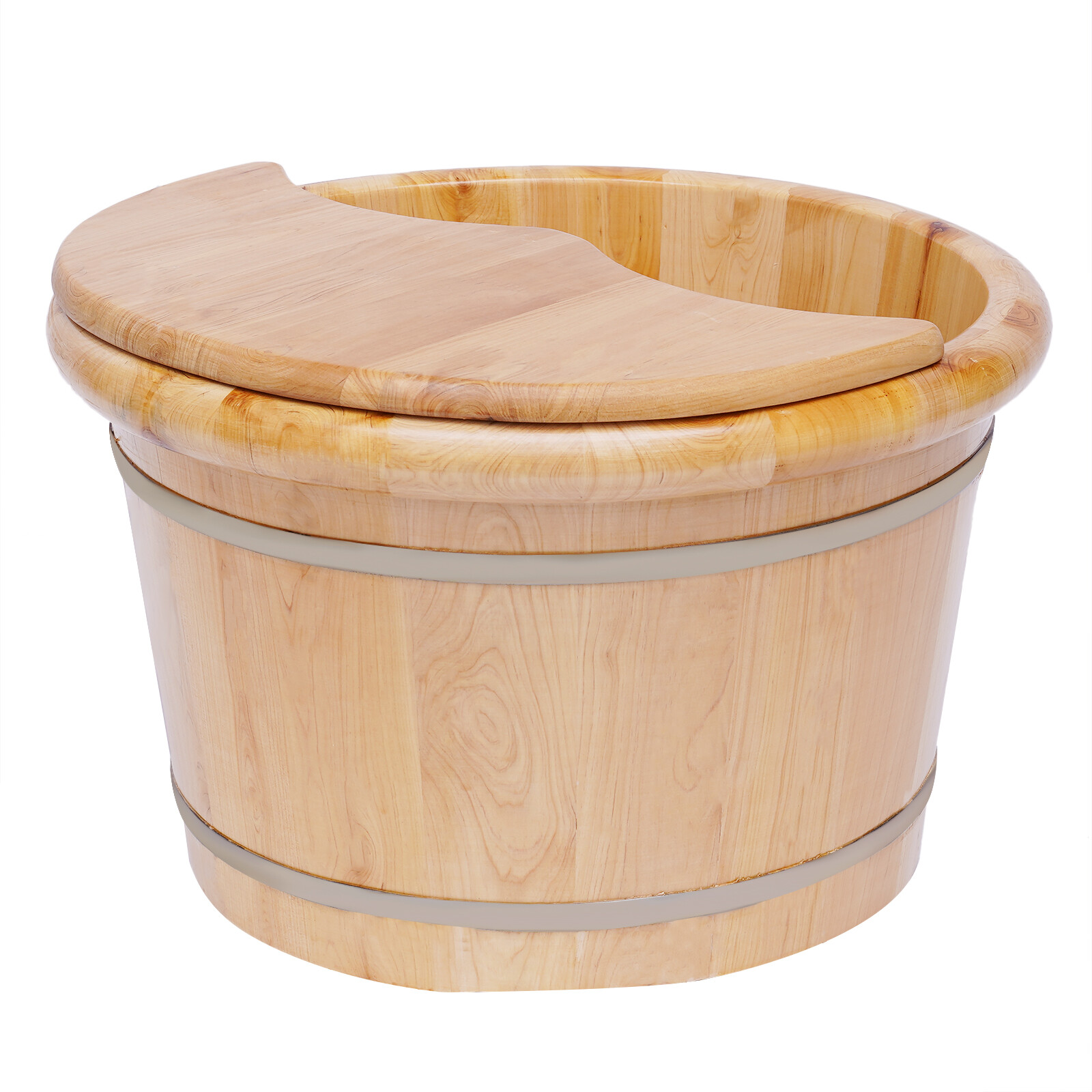 Cedar Wood Foot Basin Wooden Bucket Foot Bath Massage Plus Cover Plate +Massager