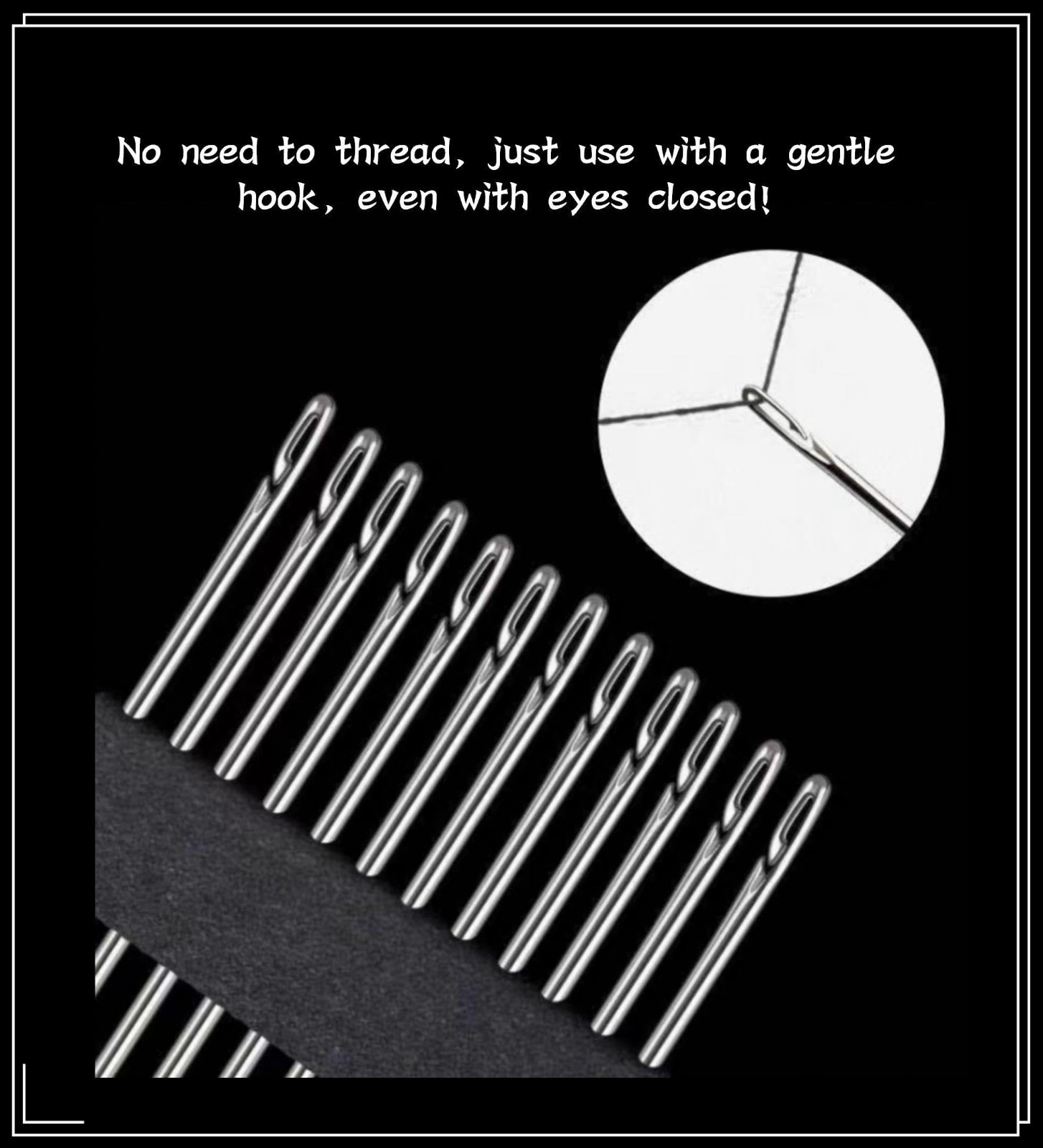 30-Pack Stainless Steel Self-Threading Needles-Opening Sewing & Darning Needles