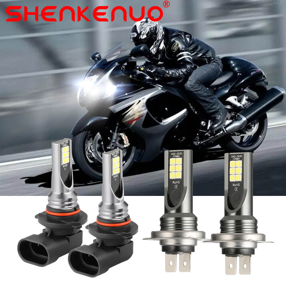 H7 H9 For Suzuki Hayabusa 2008-2009 2011-2018 LED Headlight 6000K White 4x Bulbs