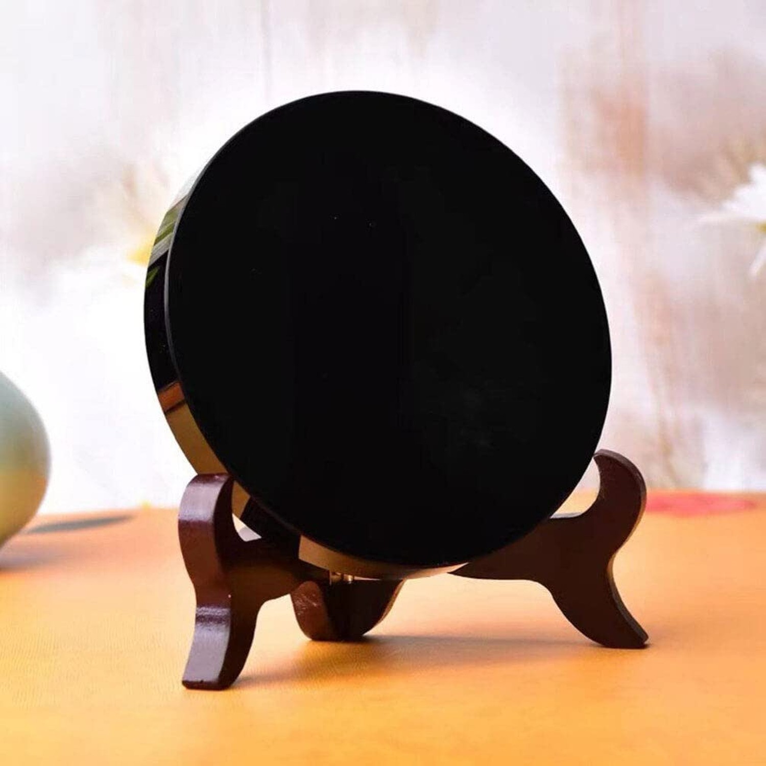 Garneck Obsidian Scrying Mirror Small Black Obsidian Disc for Meditation Divi...