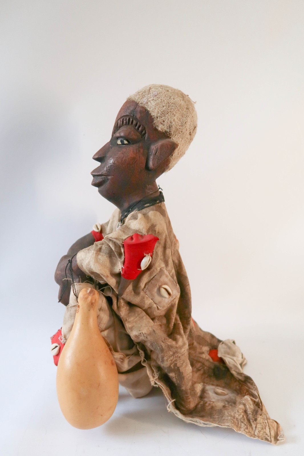 Large 15" Vintage Moroccan Folk Art Leather Doll Medicine Man Shaman Figurine