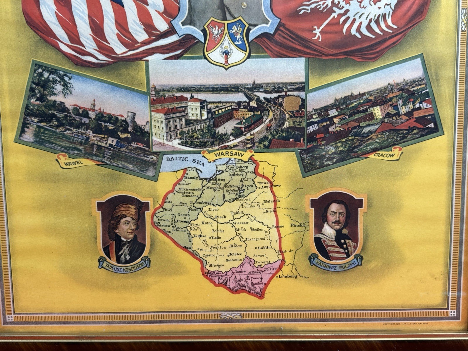 WW1 Era 1919 Dated Polish-American Advertisement Print Woodrow Wilson