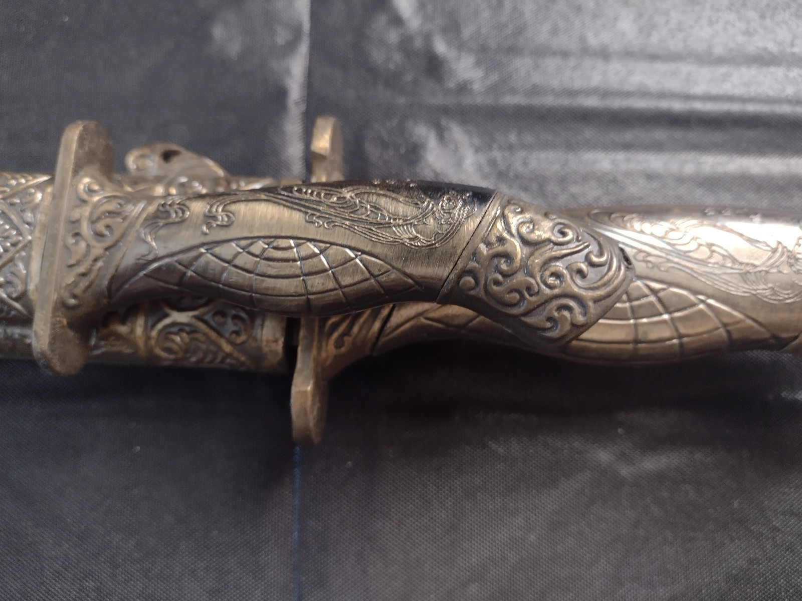 2 Decorative Ornate Brass Handled Dagger Knives with Brass PiggyBack Sheath