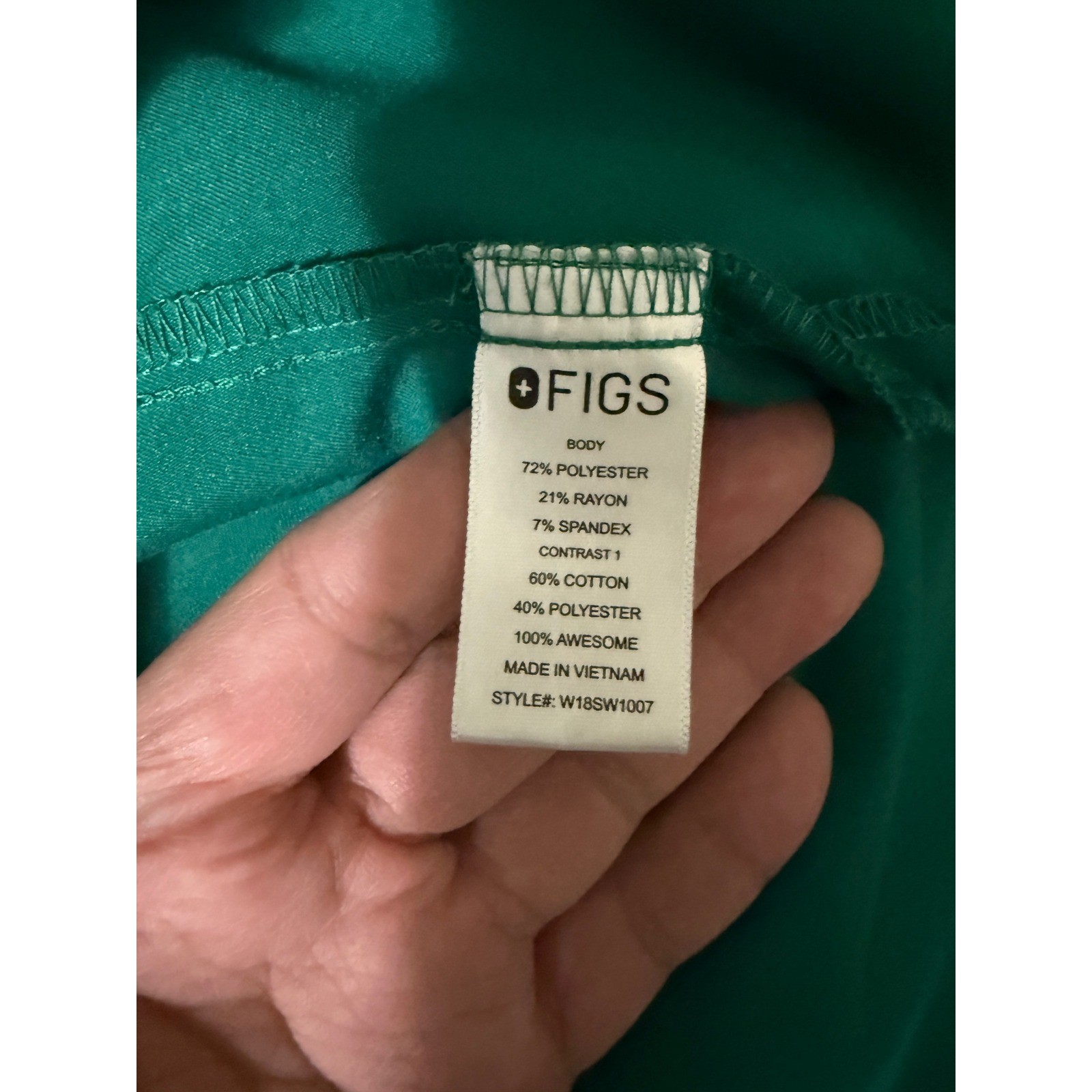FIGS Bellery Scrub Jacket Green Full Zip Bomber Style Pockets W18SW1007 Womens M
