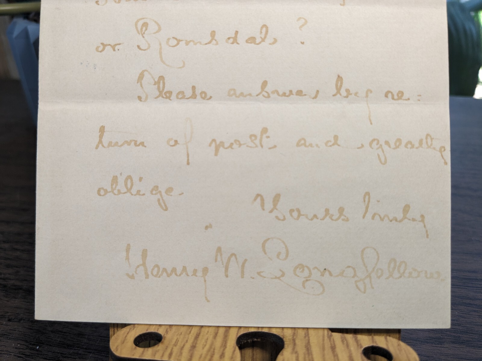 Longfellow Henry Wadsworth Autographed Letter & "Song of Hiawatha" w/ Provenance