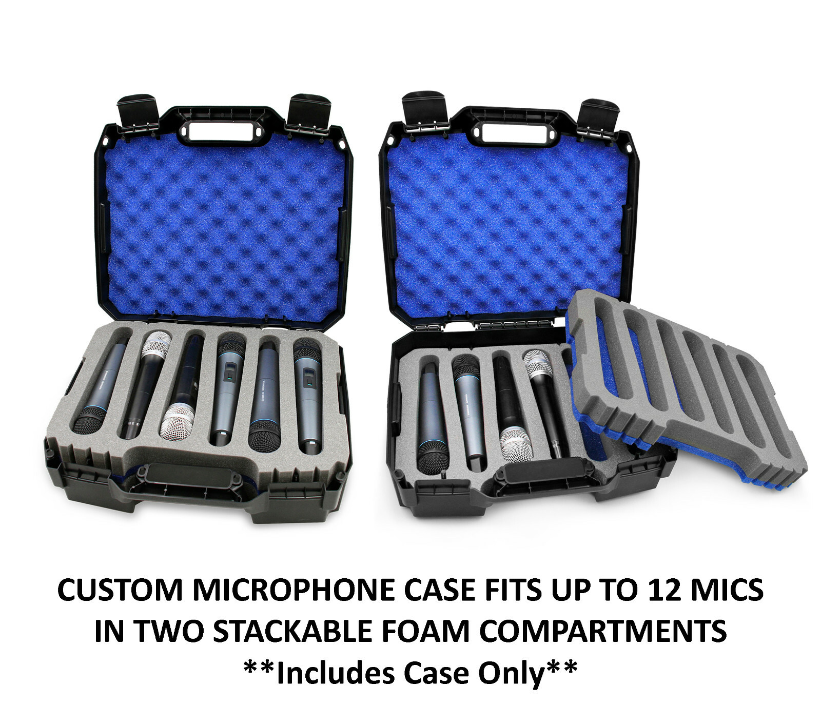 CM Microphone Case For 12 Wireless Mic System Microphones -Hard Shell Protection