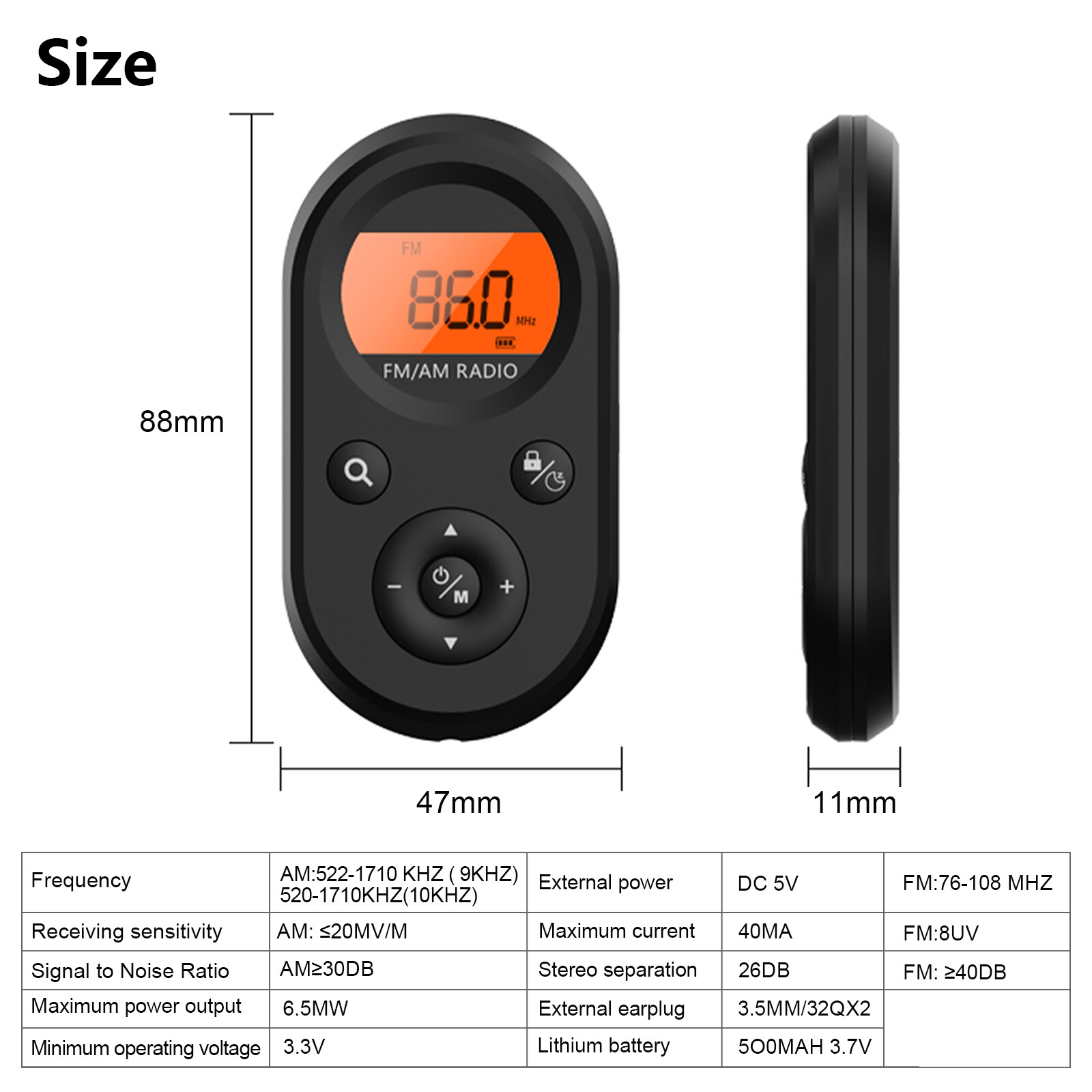 Rechargeable Portable Pocket Digital AM FM Radio LCD Stereo Music News Receiver