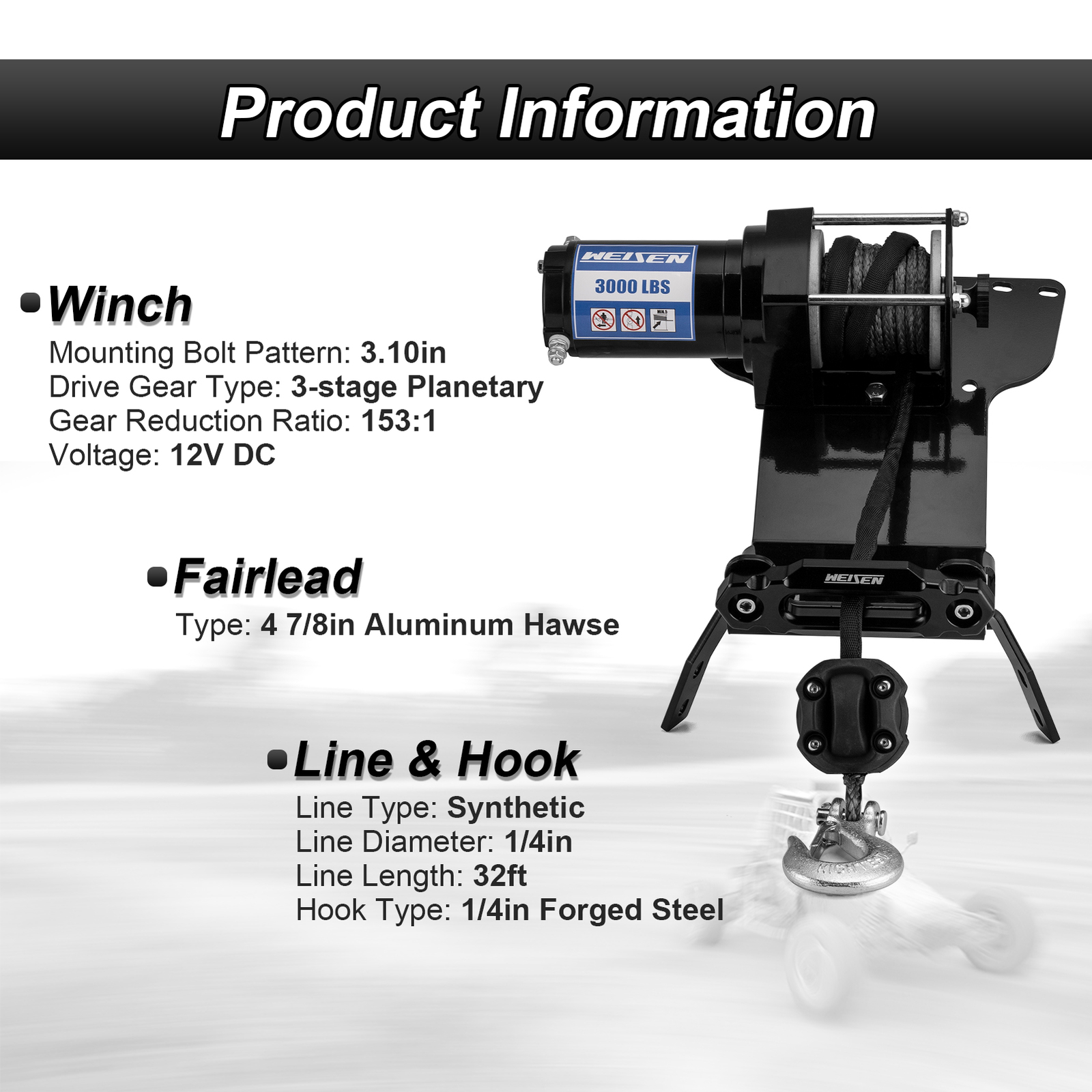 For Honda Rancher TRX350 / TRX400 3000LBS Winch and Mount Plate Kit 2000-2007