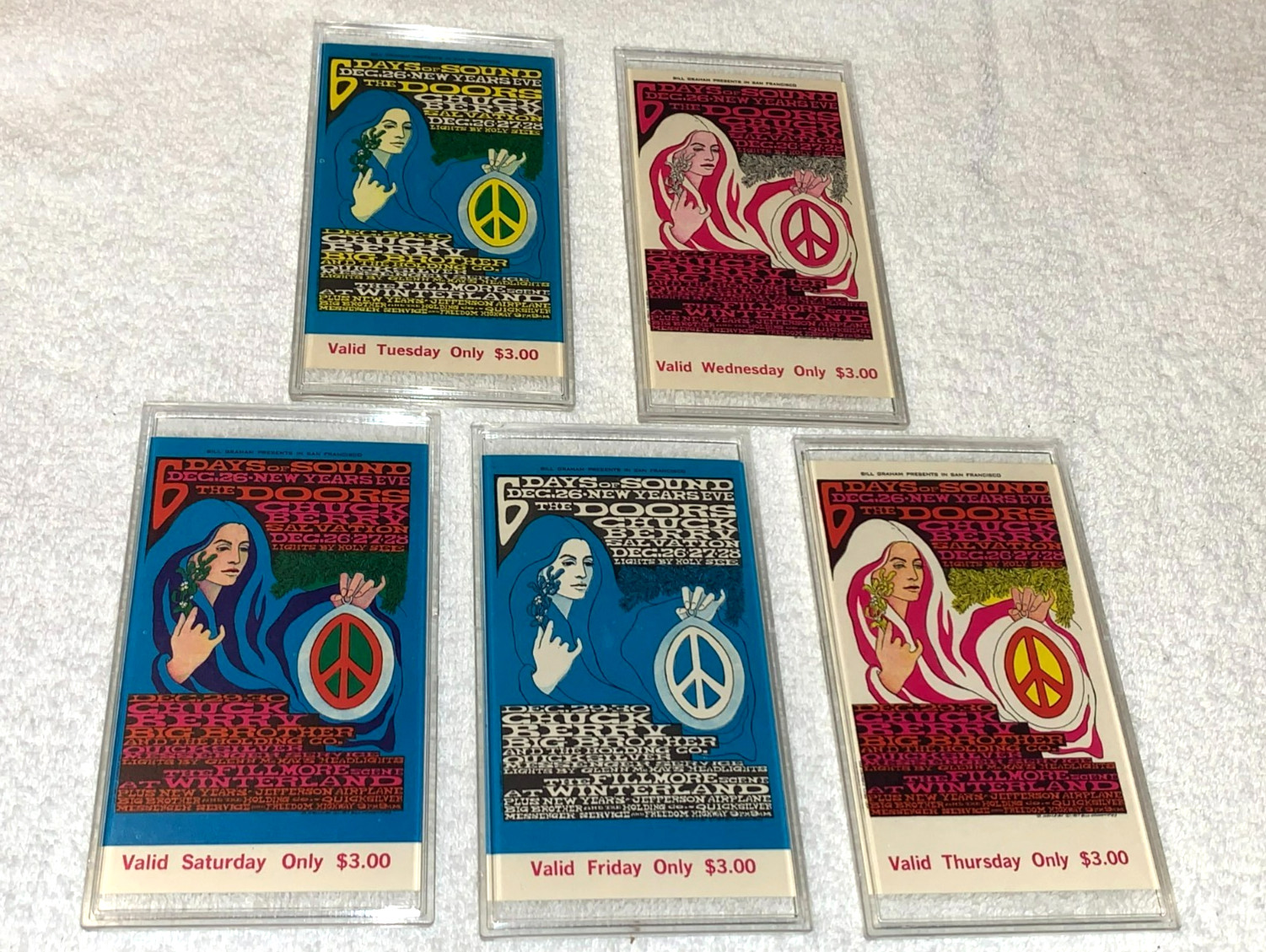 THE DOORS JANIS JOPLIN 1967 TICKET SET BILL GRAHAM BG99 JIM MORRISON Fillmore