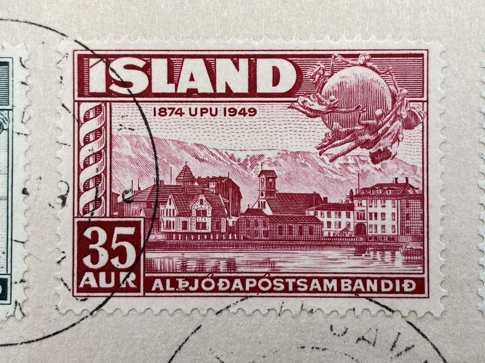 1949 ICELAND FDC UPU 75TH ANIV, Registered First Day Cover, to New York, N.Y.