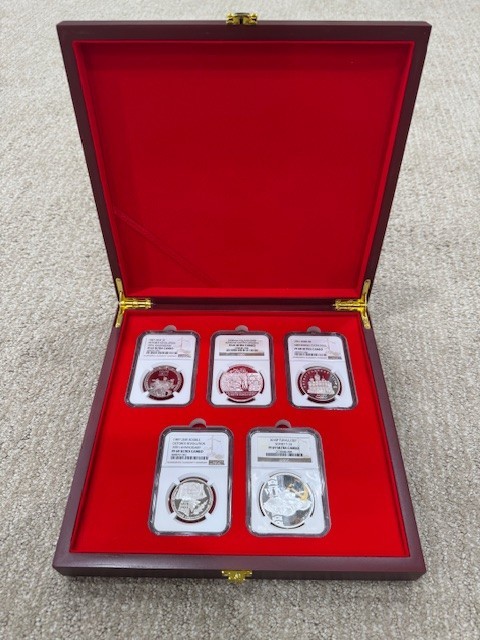 Wooden 5 NGC-Coin Display & Storage Box Case – Premium Collector Coin Holder NGC