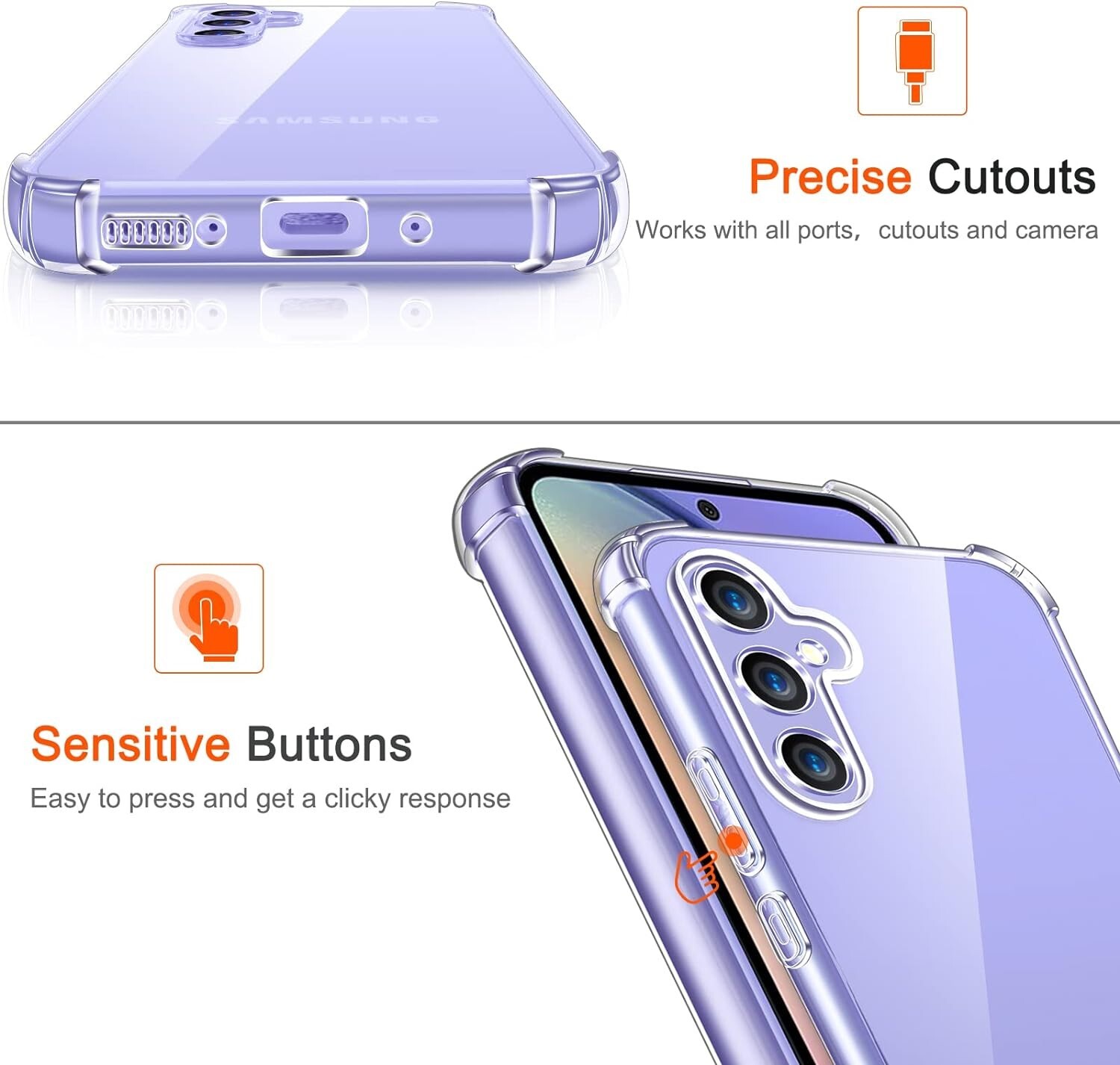 For Samsung A71 A54 A34 A05 A21S Soft Silicone Case Glass Screen Protector