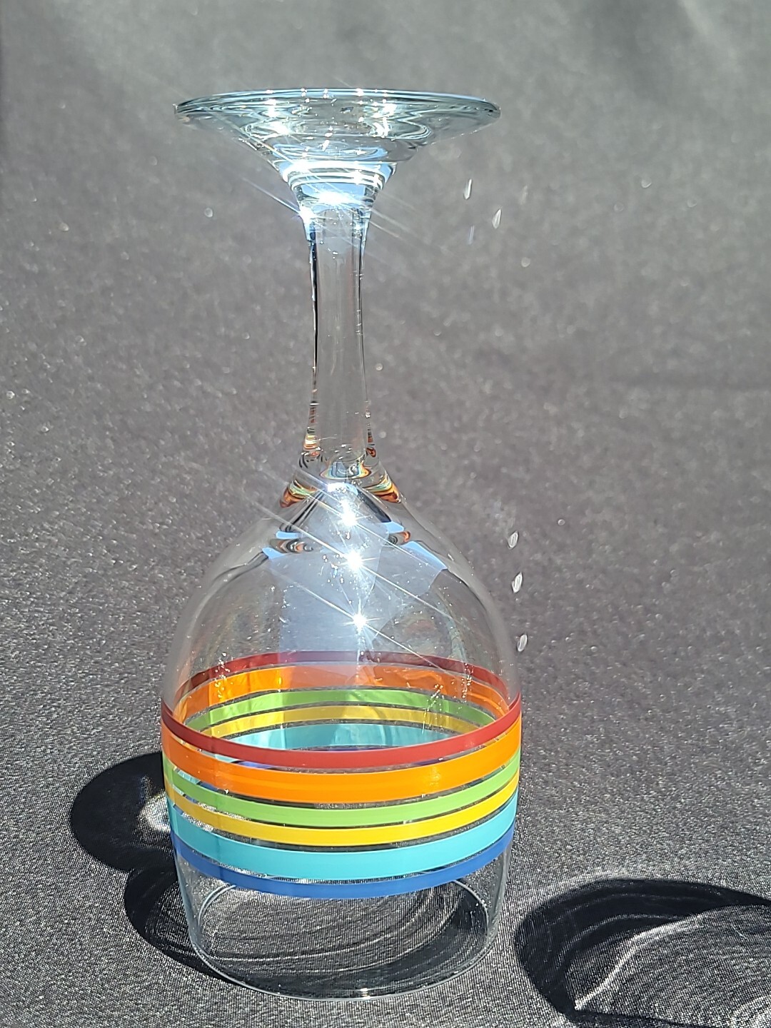 Set of 4 Vintage Libbey Mambo Fiesta Striped Summer Wine Glasses Goblet Rainbow