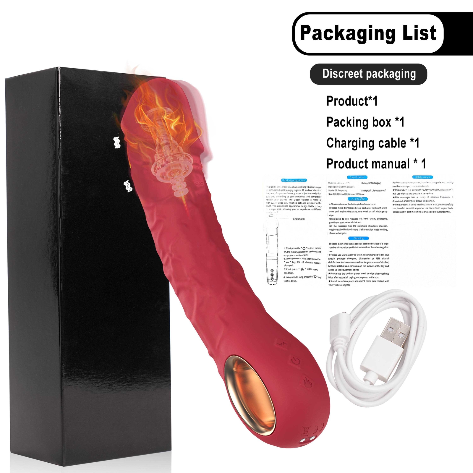 Realistic G Spot Vibrator Dildo Clit Massager Anal Stimulator Sex Toys for Women