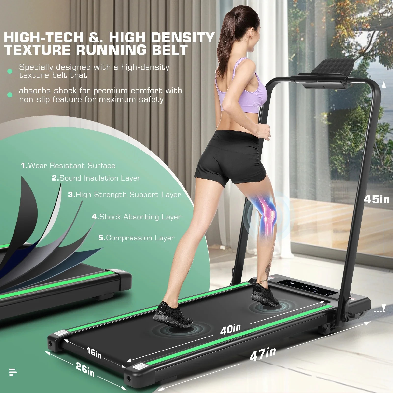 Indoor&Outdoor Treadmill 2.5HP Home&Gym Powerful Treadmill w/Wide Non-slip Belt$