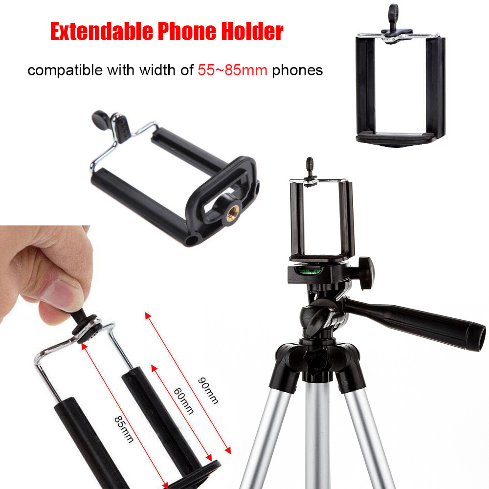 1P Professional Camera Tripod Stand + Phone Holder For Smartphone iPhone Samsung