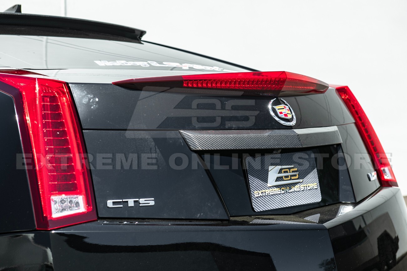 For 09-15 Cadillac CTS-V Coupe CARBON FIBER Rear Deck Lid Applique Trunk Insert