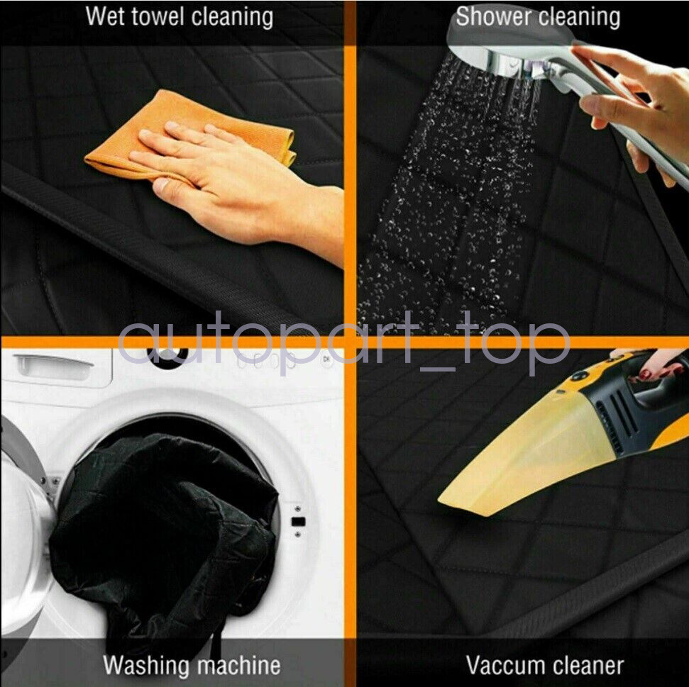 Seat Cover Rear Back Car Pet Dog Travel Waterproof Bench Protector Luxury -Black