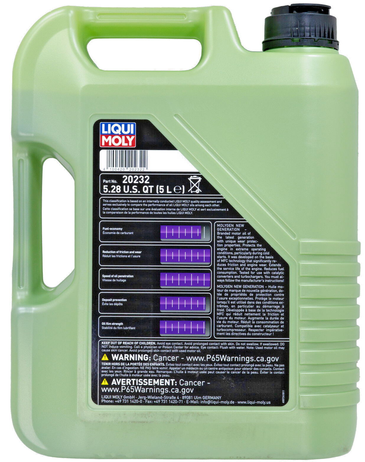 ★ 7 Liters Liqui Moly 5W-40 Molygen New Gen MFC Synthetic Engine Oil LM20232 ★