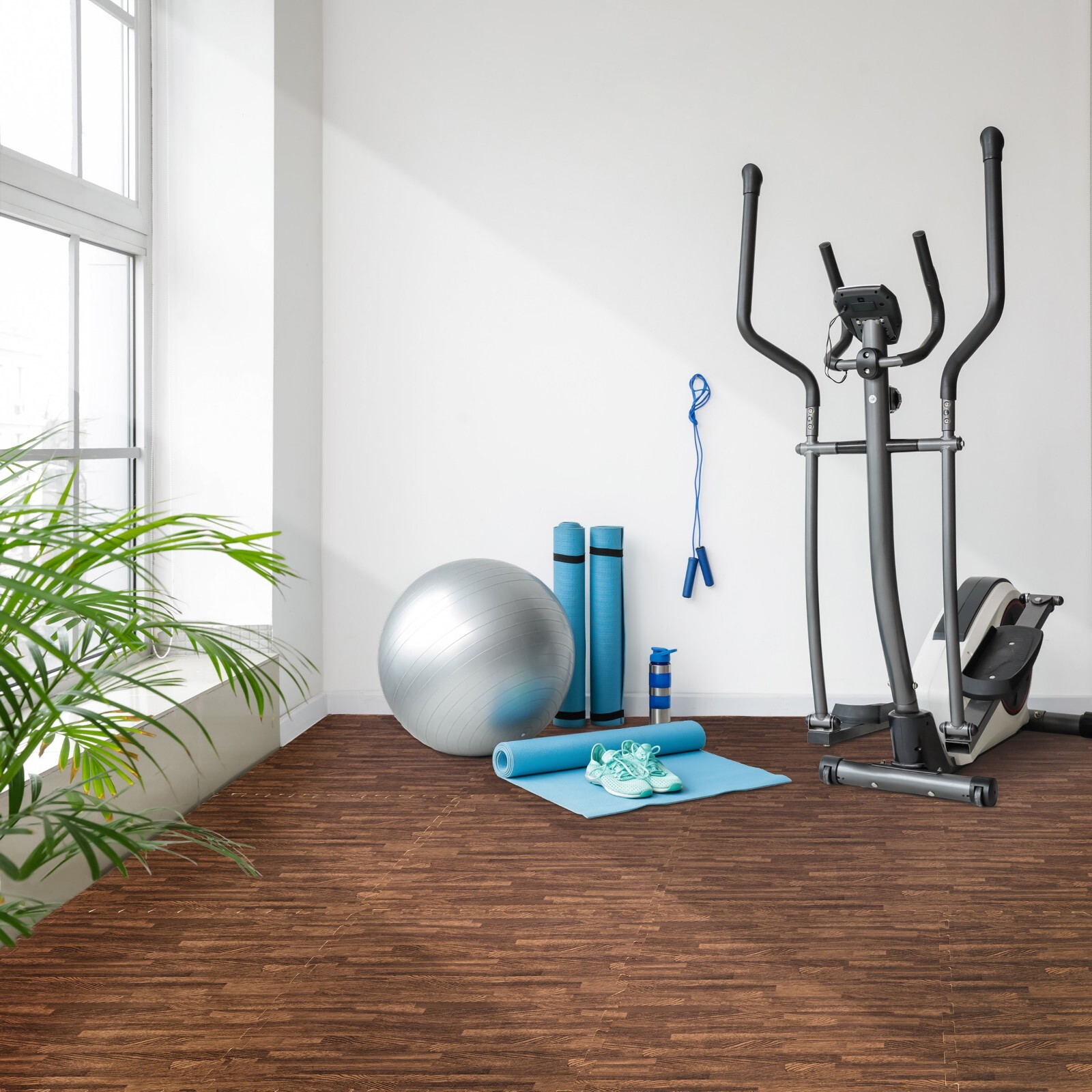 Sorbus 96 Sq. Ft. Wood Grain Floor Tiles, Interlocking EVA Foam Mats 24 Pcs.