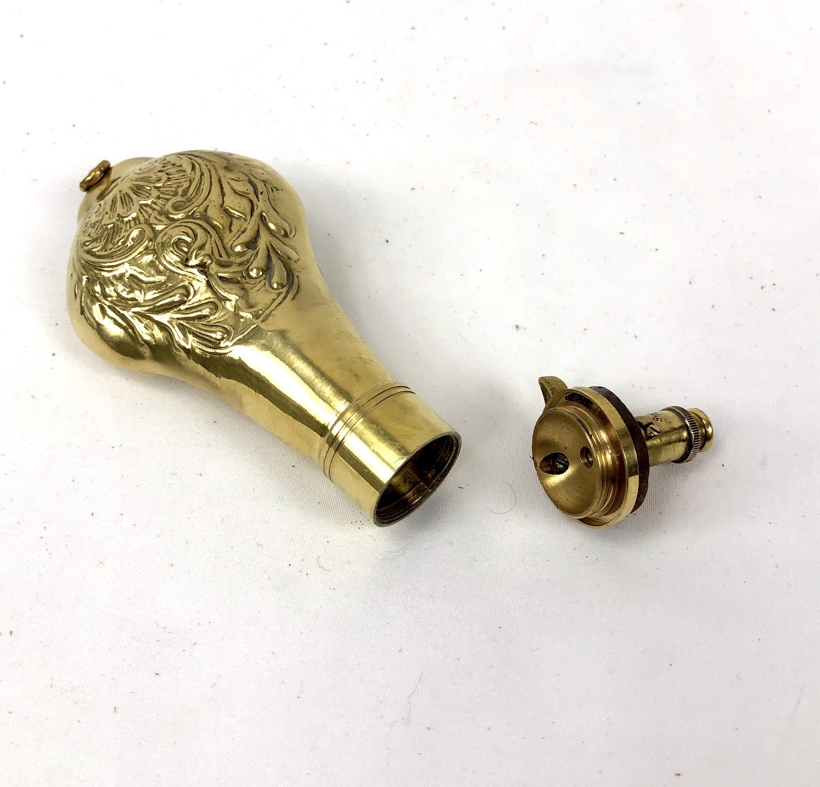 Brass Embossed Priming Flask with Adjustable Spout