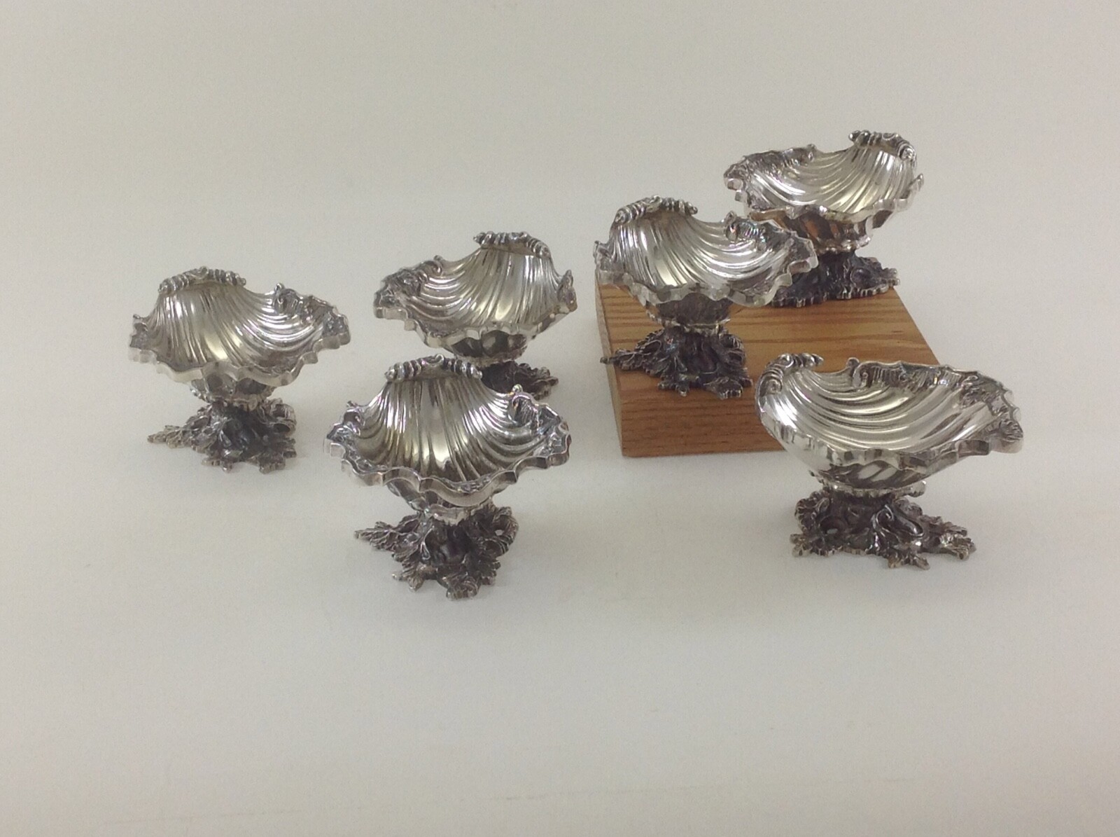 Set of 6 Silver Lamer Shells, suitable for Wedding or Christening