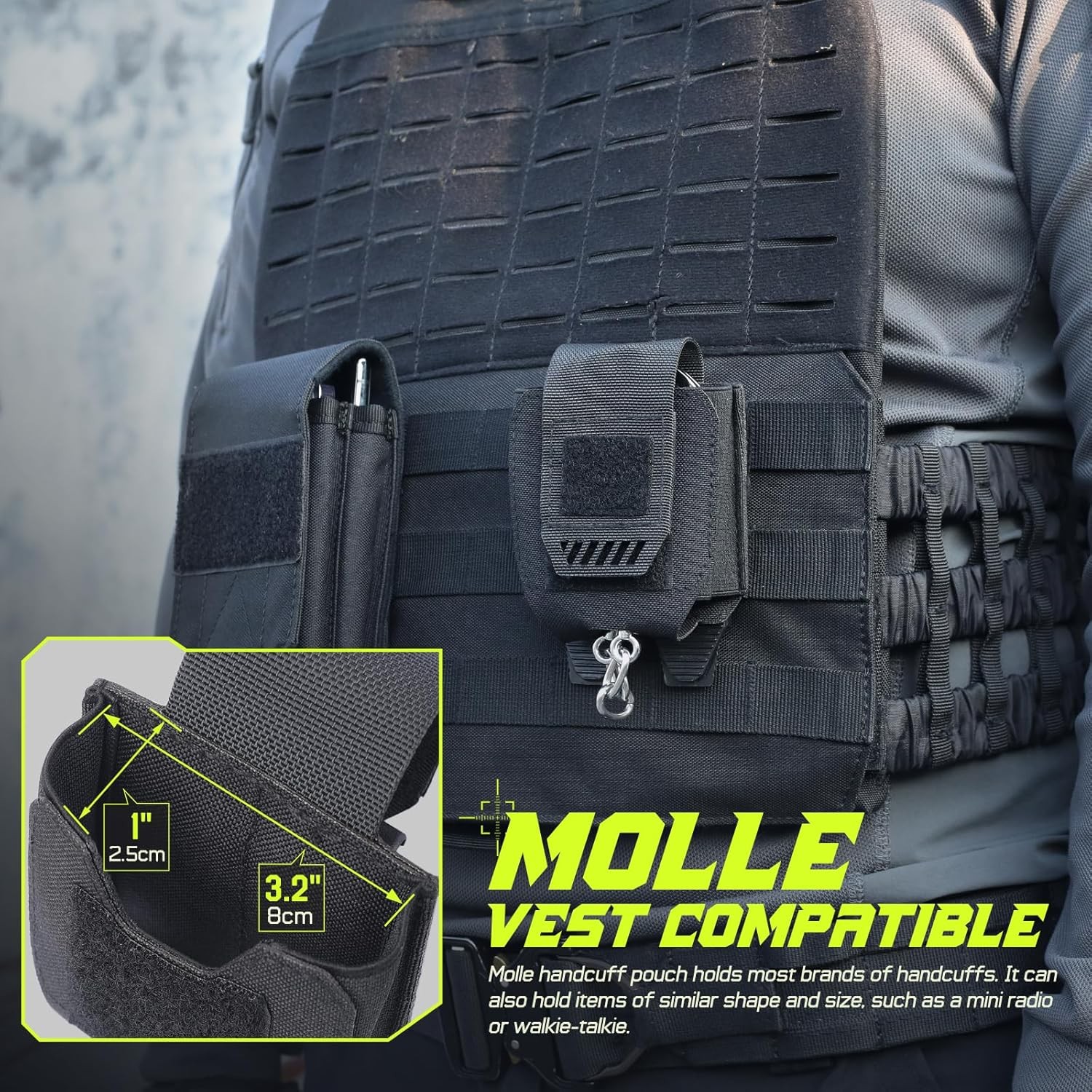 Molle Handcuff Pouch Handcuff Case for Duty Belt Open Top Hand Cuff Case Holster