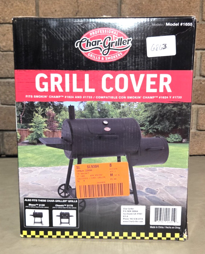 Char-Griller Grill Cover Black 1655 Fits Smokin Champ 1624 & 1733