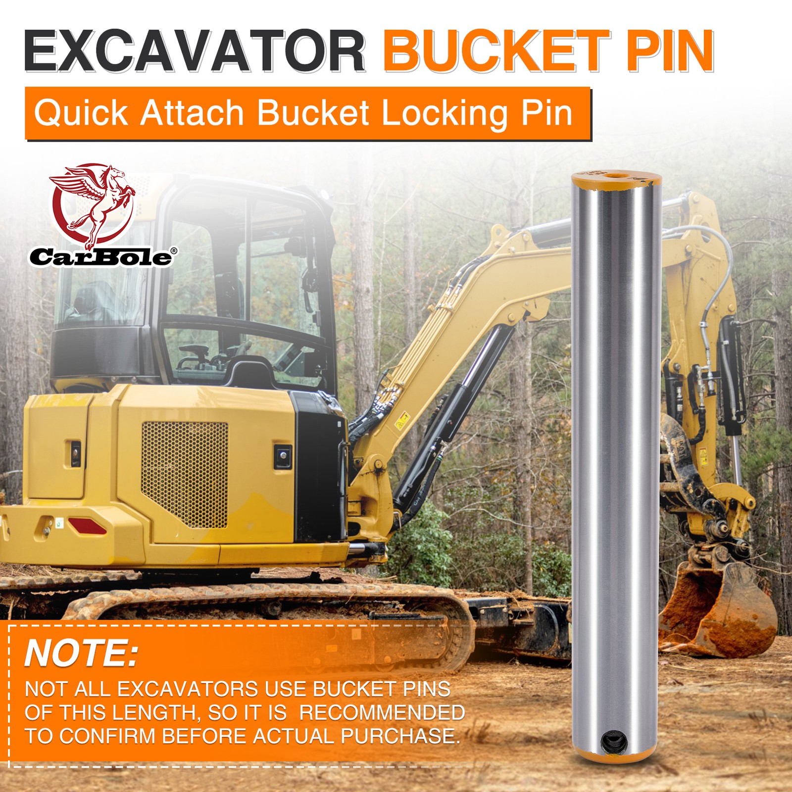 Universal 40 x 270mm Quick Connect Excavator Bucket Attachment Pin10-5/8” New