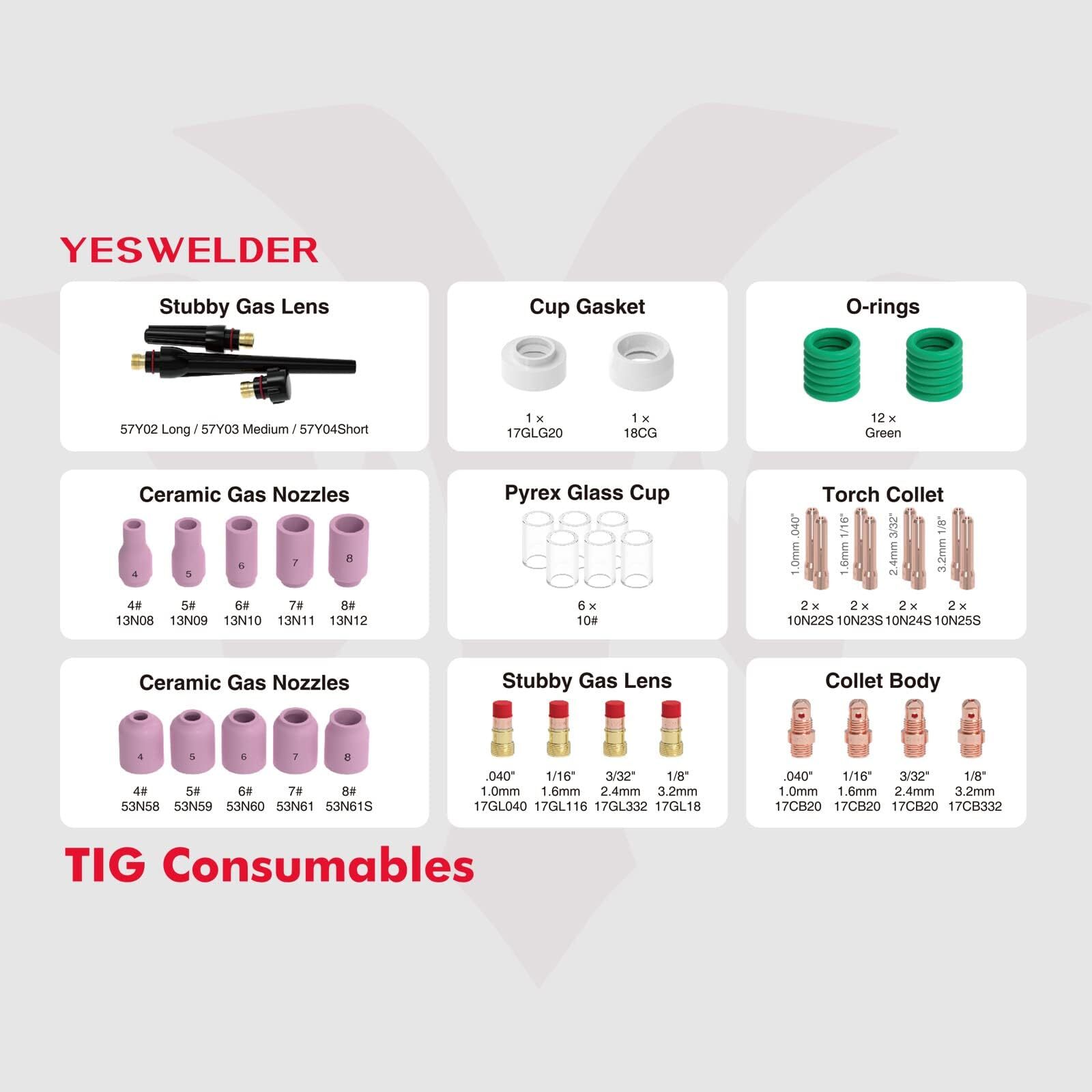 49pcs TIG Torch Accessories consumables for WP-17 WP-18 WP-26 TIG Welding Torch