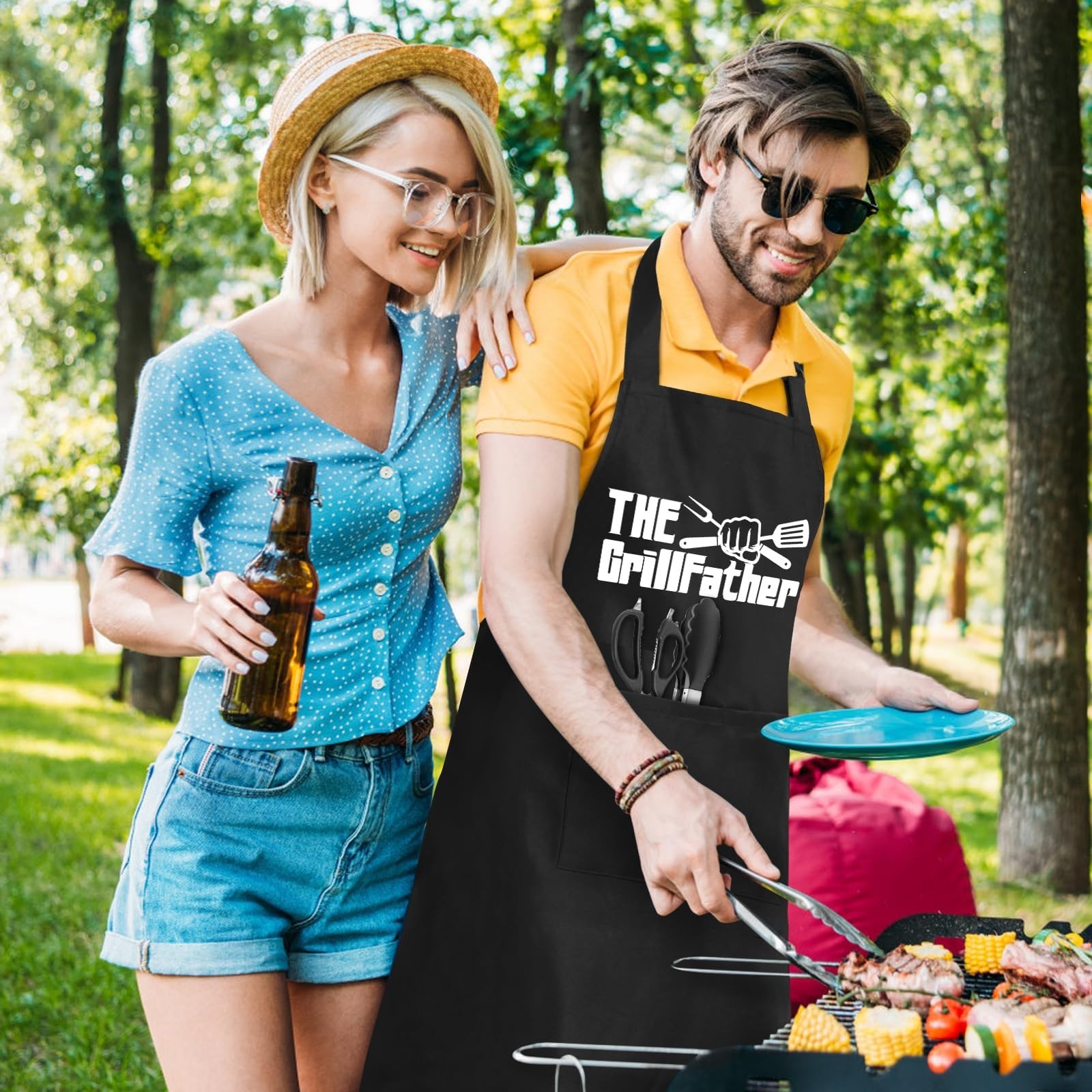 Funny Aprons for Men, Chef Apron with 3 Pockets, Perfect for Kitchen Cooking,...