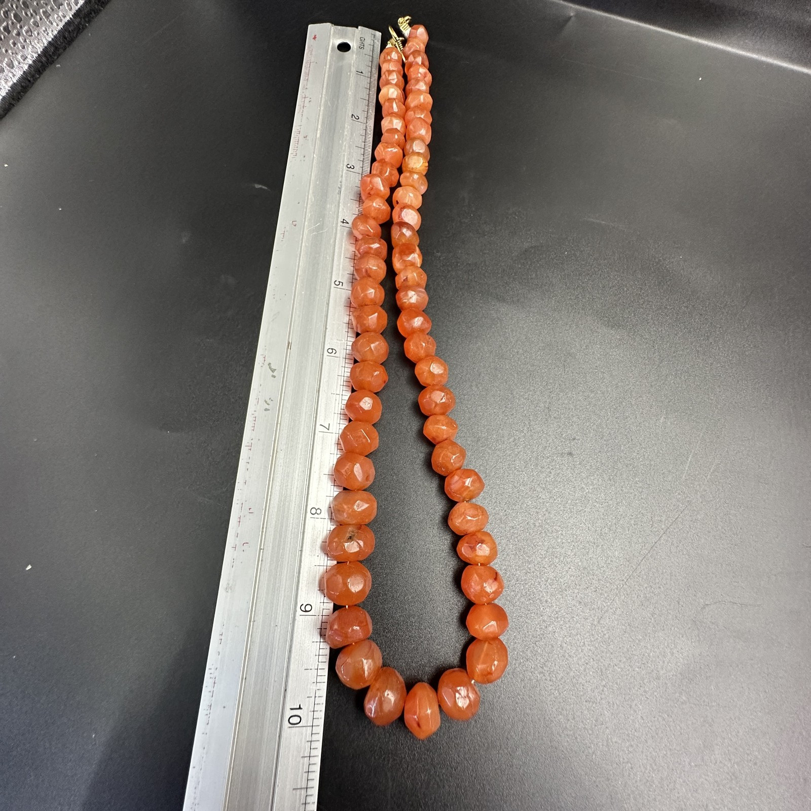 Vintage Himalayan Tibetan Carnelian Faceted Agate Beads Necklace