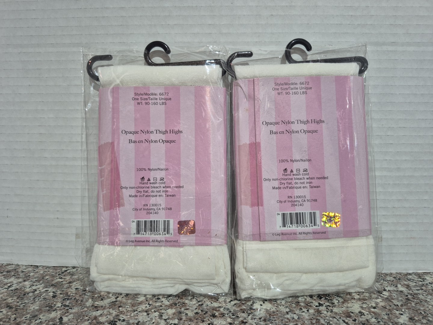 Leg Avenue Set Of 2 White Knee Thigh High Stockings Leg Avenue 6672 ONE SIZE