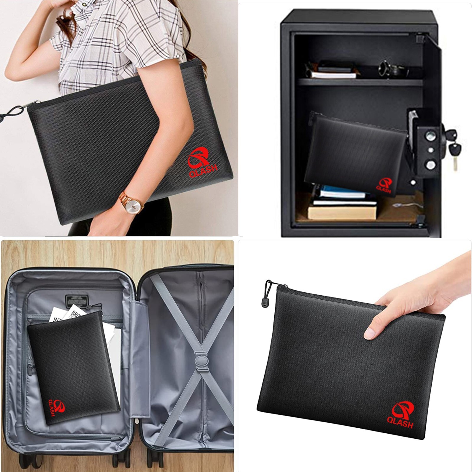 Large Fire Proof money Bag Fireproof Document Pouch Waterproof Safe Cash US