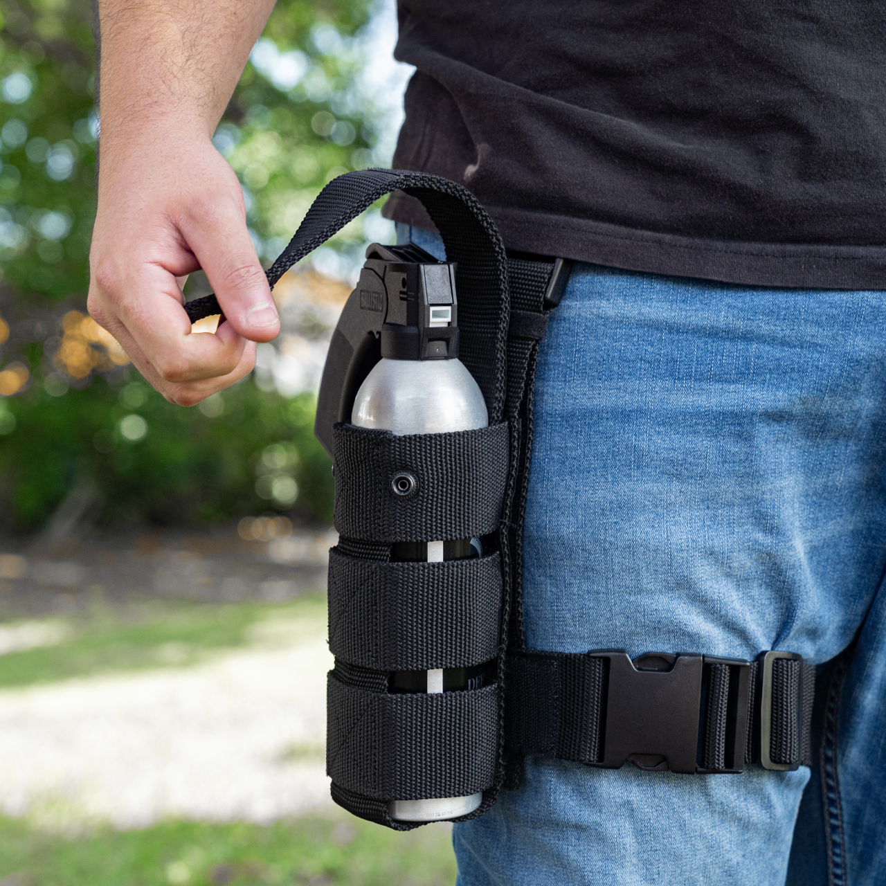 Police Magnum Heavy Duty Tactical Drop Leg Holster Holder & Pepper Spray 24oz PG