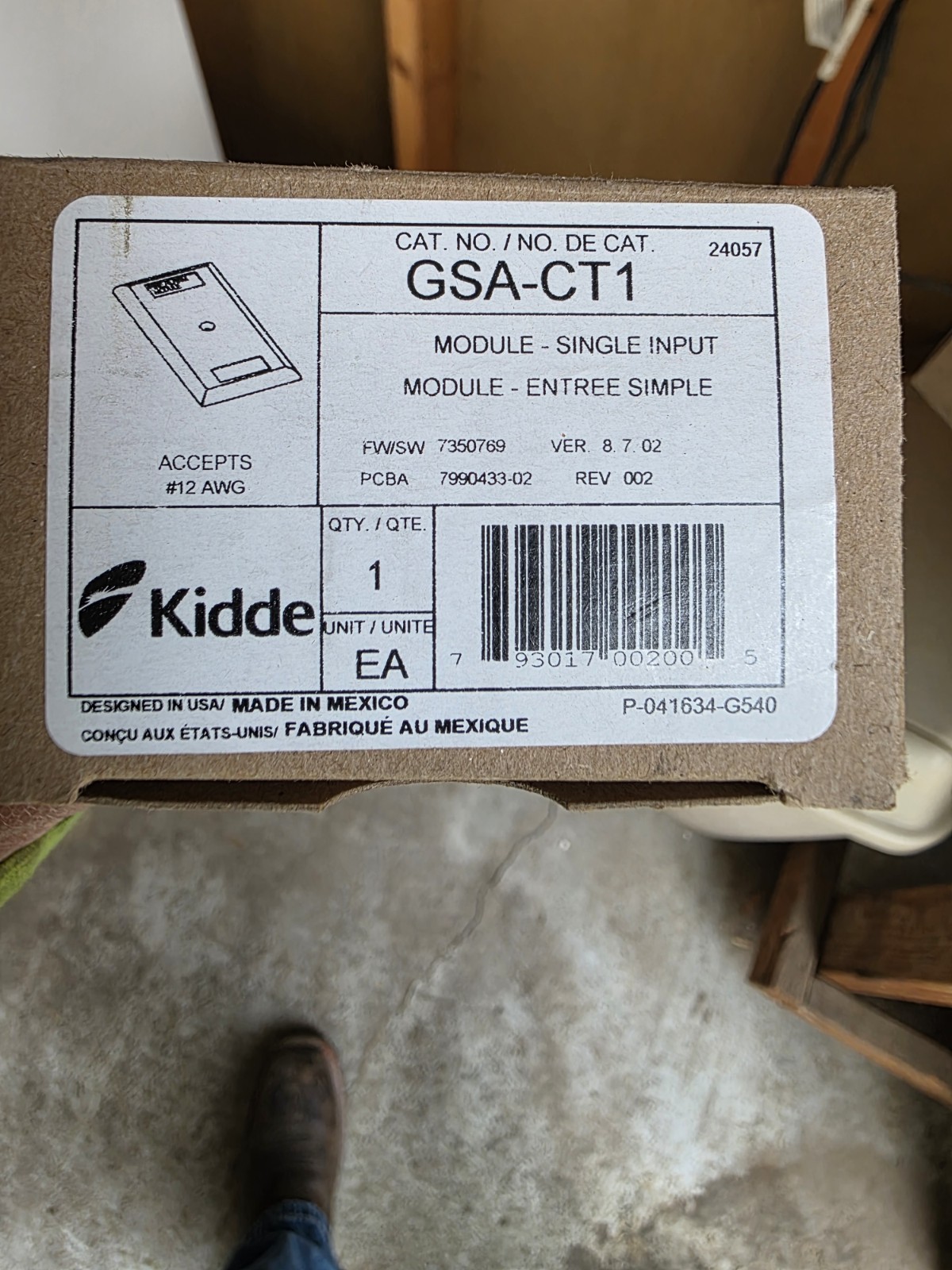New Kidde GSA-CT1 Single Addressable Fire Alarm Monitor Module.