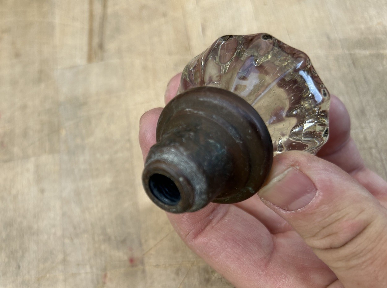 Vintage Brass Glass Door Knob w/bonus similar Matching Knob