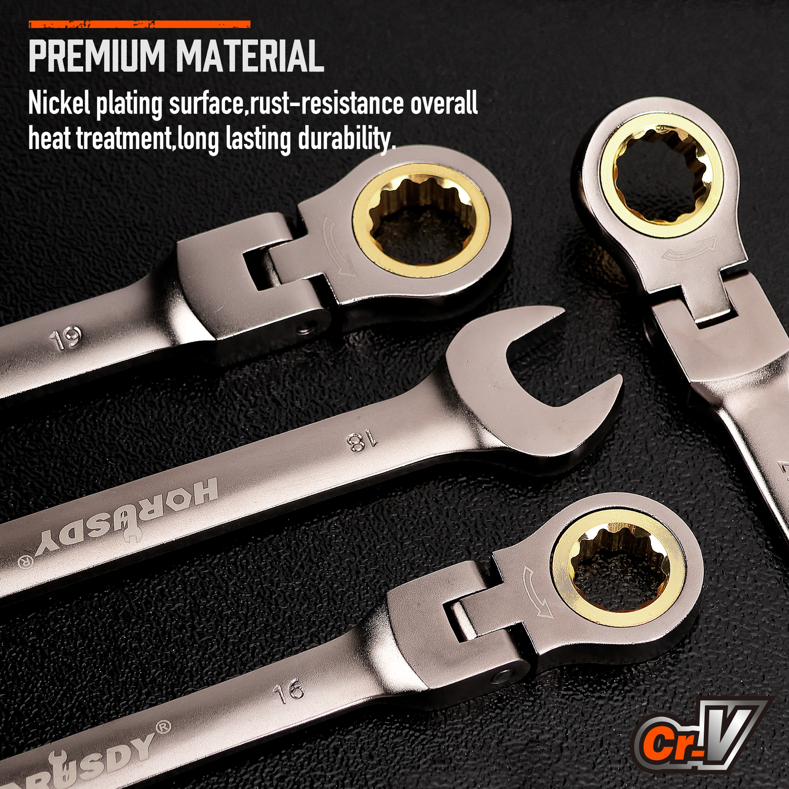 18 PC Flex Head Ratcheting Wrench Set 6 - 30 MM Combination End Spanner & Pounch