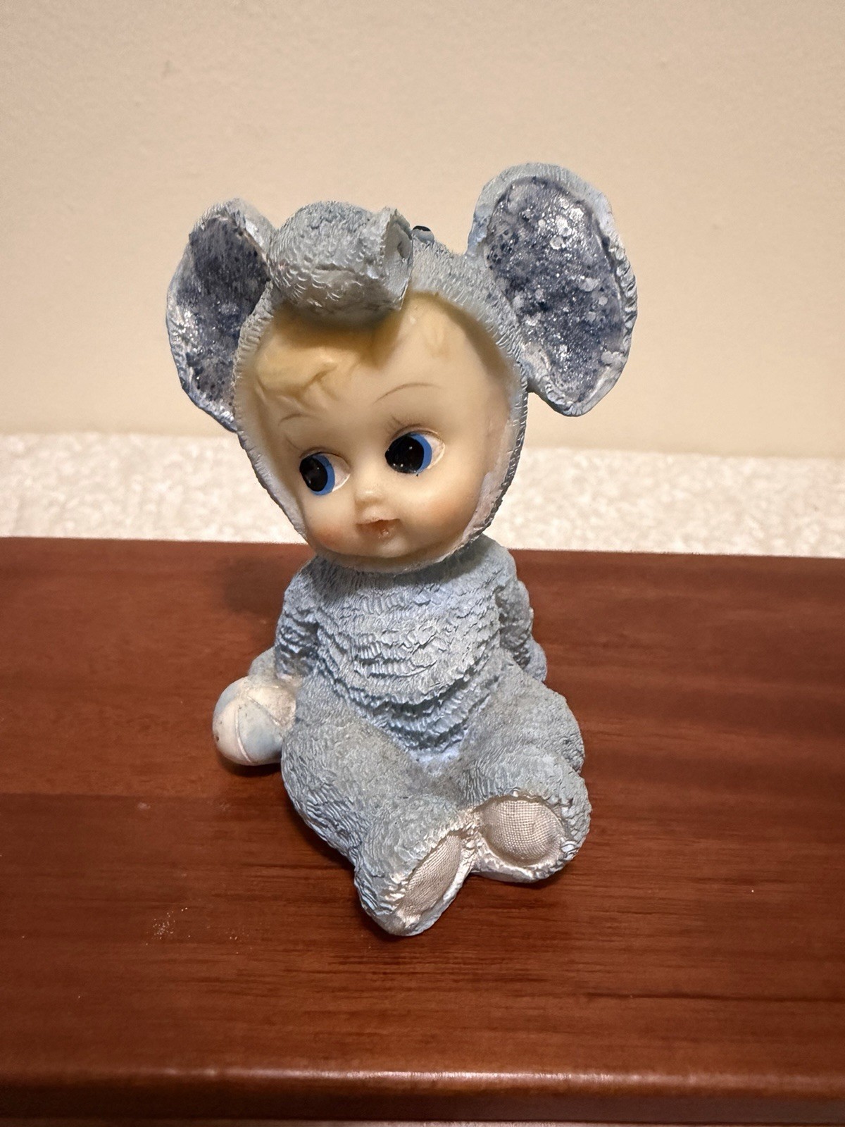 Vintage Baby In Blue Elephant Suit With Large Blue Eyes And Ears Figuring ￼