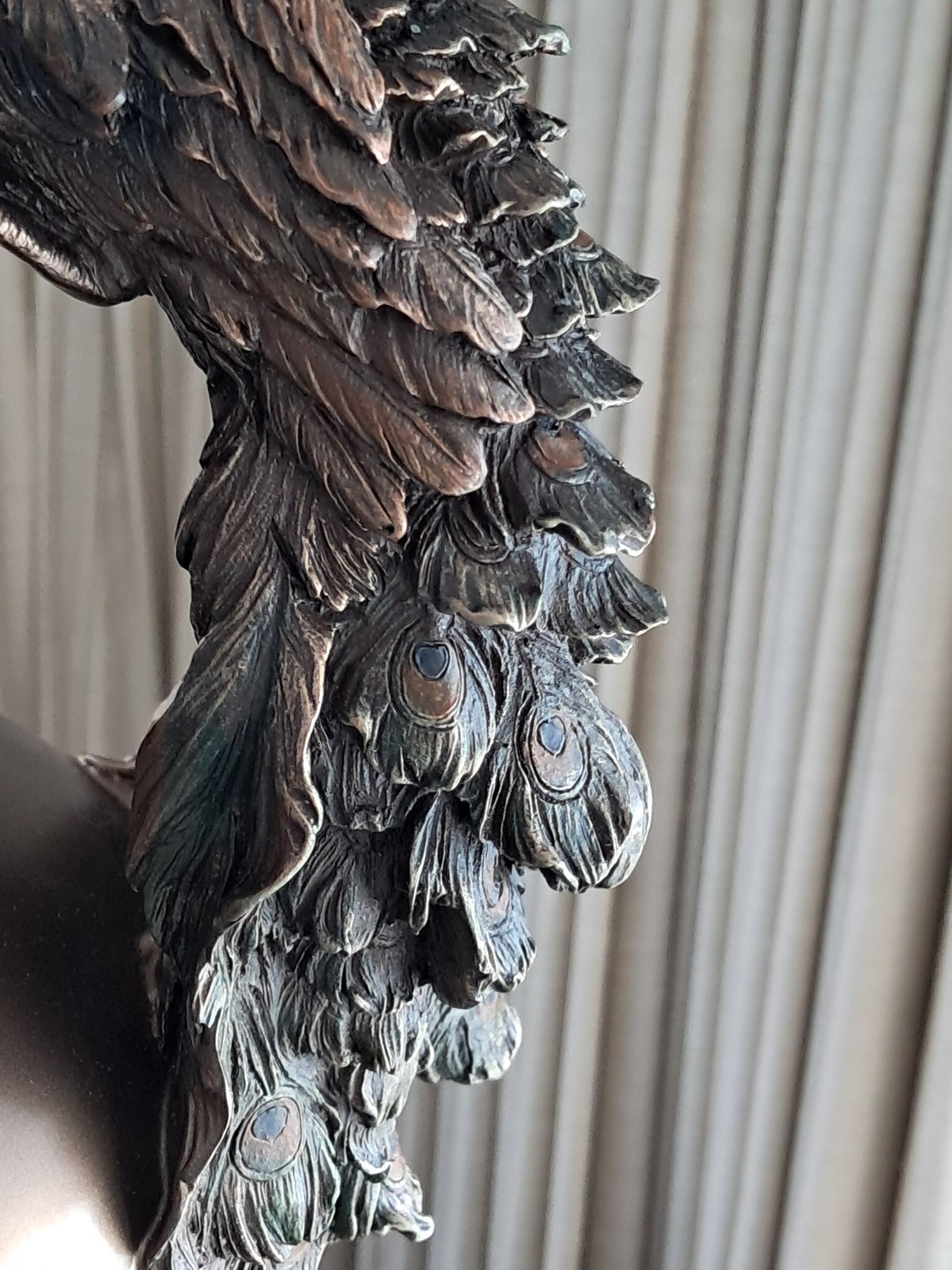 Bronze Style Prunus And Peacock Large Decorative Flower Vase ~ 19.5" Signed