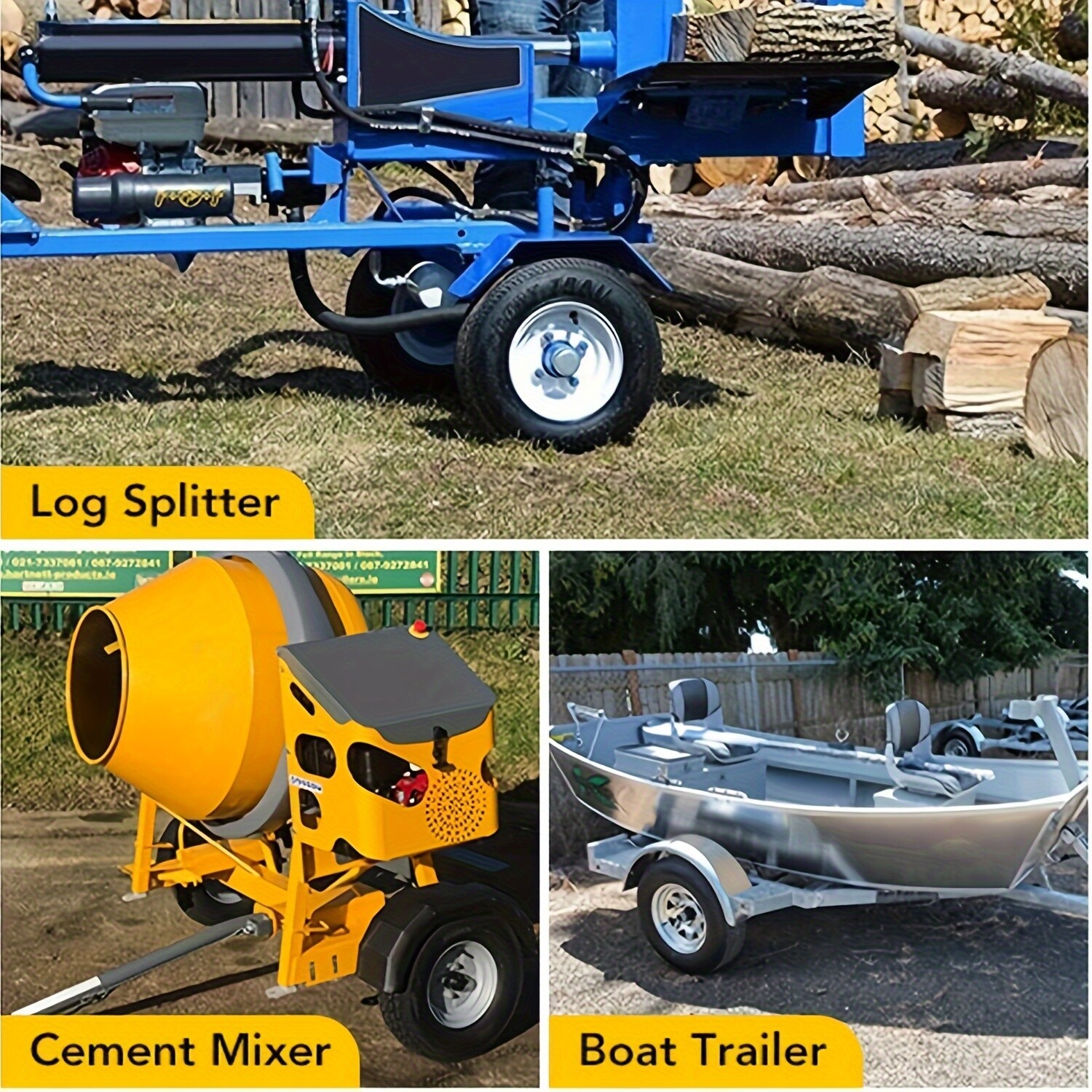 2Set 5.30-12 Trailer Tires with Rims 5.30x12 5.3-12 530-12, 5 Lug on 4.5", 6PR