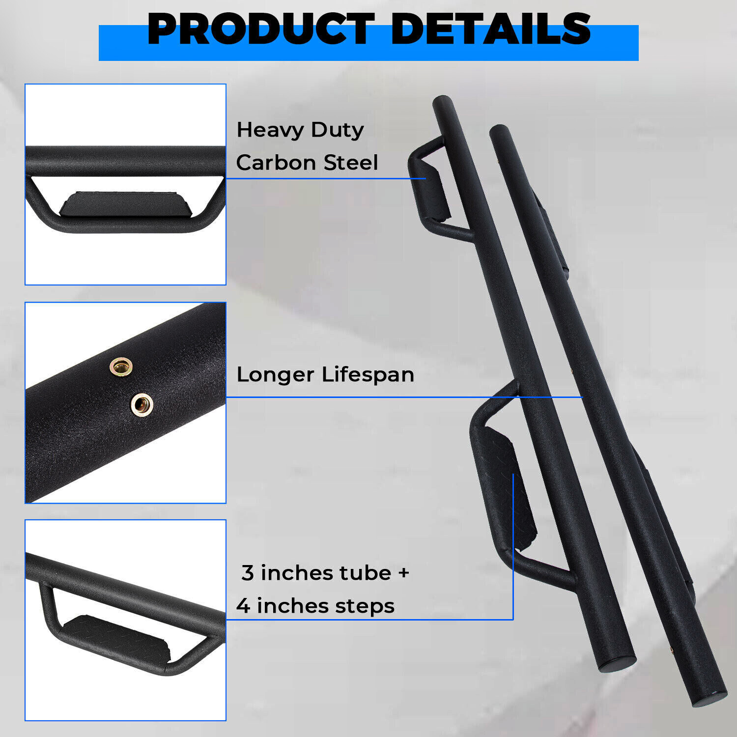 Pair For Toyota Tacoma 05-23 Black Double Cab Side Steps Nerf Bar Running Boards