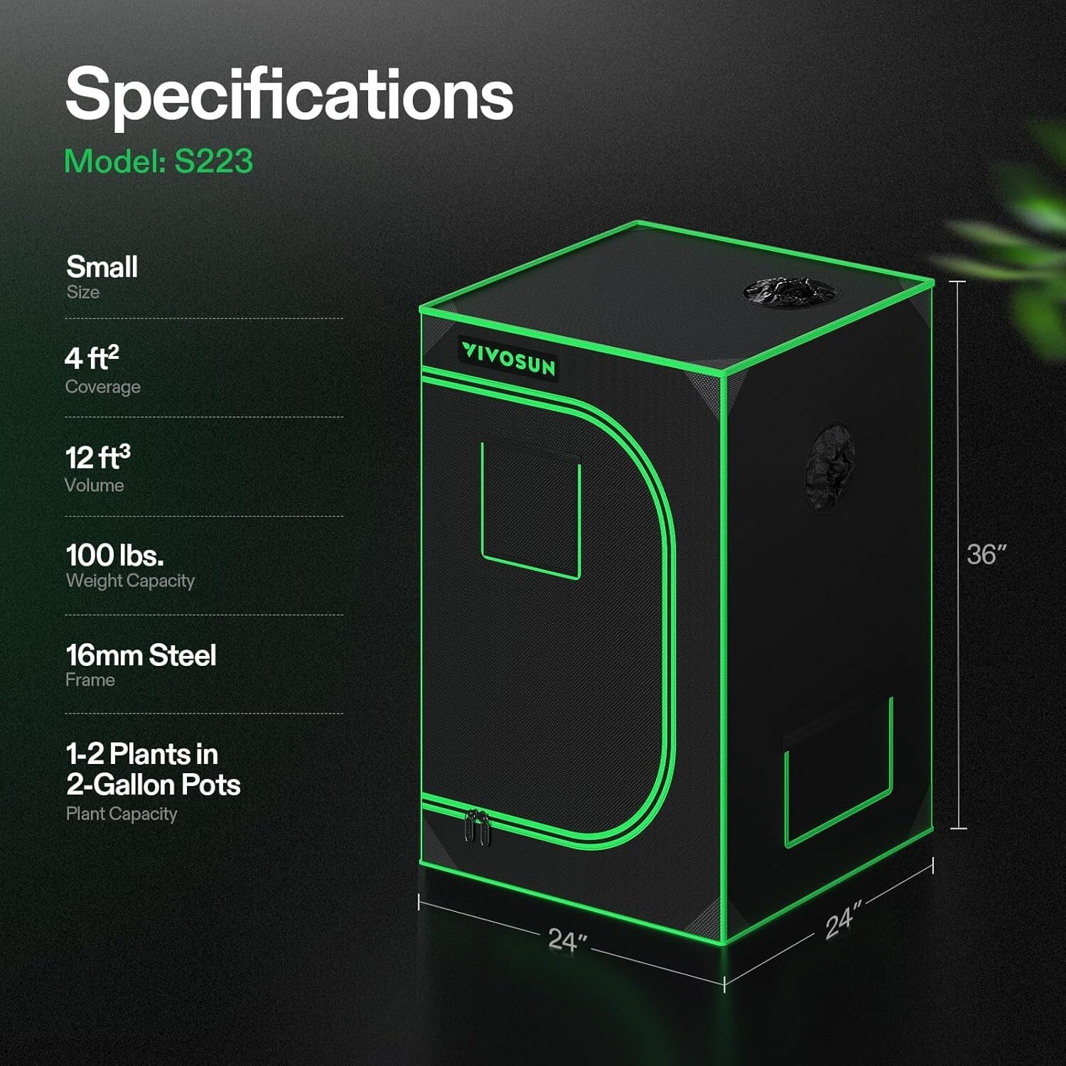 VIVOSUN S223 Smart Grow Tent Kit W/100W Aerolight,AeroZesh G4 Air Filtration Kit