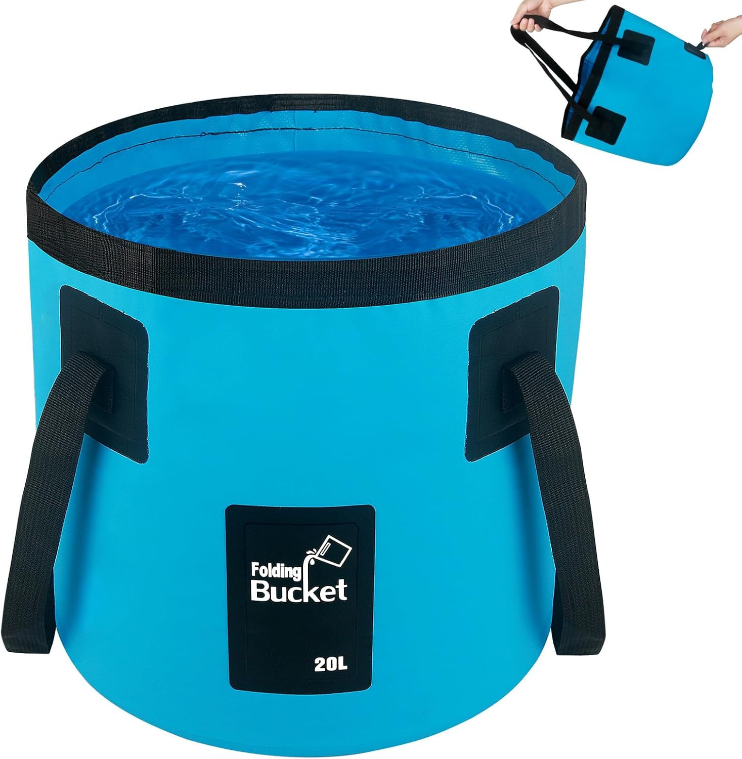 5 Gallon Collapsible Bucket with Handle, Car Wash Bucket Foldable Water Storage